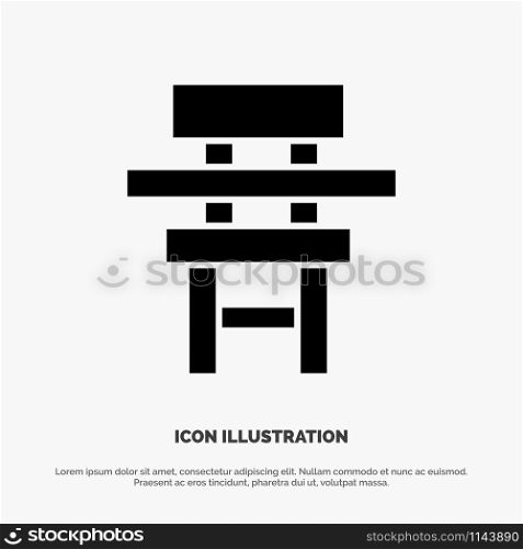 Chair, Class, Desk, Education, Furniture solid Glyph Icon vector