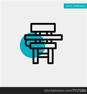 Chair, Class, Desk, Education, Furniture turquoise highlight circle point Vector icon