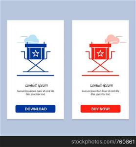 Chair, Director, Movies, Star, Television Blue and Red Download and Buy Now web Widget Card Template