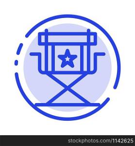 Chair, Director, Movies, Star, Television Blue Dotted Line Line Icon
