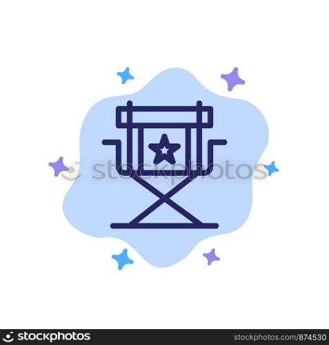 Chair, Director, Movies, Star, Television Blue Icon on Abstract Cloud Background