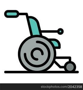 Chair for the disabled icon. Outline chair for the disabled vector icon color flat isolated. Chair for the disabled icon color outline vector