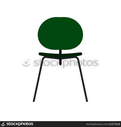 Chair green front view wooden vector icon. Office comfortable symbol relaxation furniture equipment