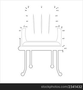 Chair Icon Connect The Dots, Furniture Icon, Seat Icon Vector Art Illustration, Puzzle Game Containing A Sequence Of Numbered Dots