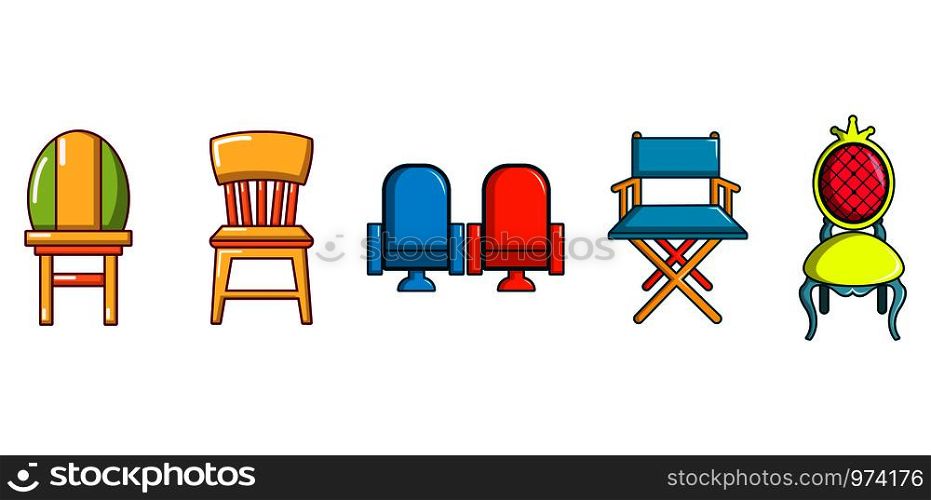 Chair icon set. Cartoon set of chair vector icons for web design isolated on white background. Chair icon set, cartoon style