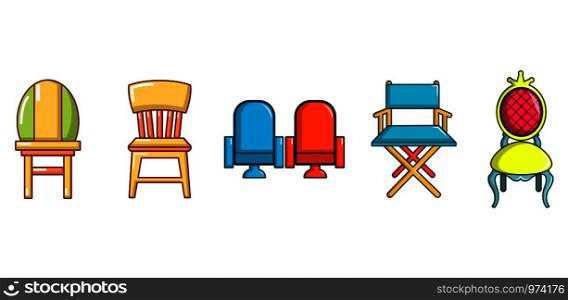 Chair icon set. Cartoon set of chair vector icons for web design isolated on white background. Chair icon set, cartoon style