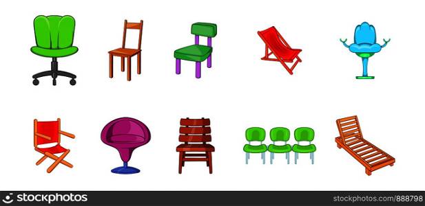 Chair icon set. Cartoon set of chair vector icons for your web design isolated on white background. Chair icon set, cartoon style