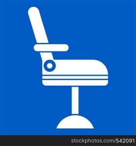 Chair icon white isolated on blue background vector illustration. Chair icon white