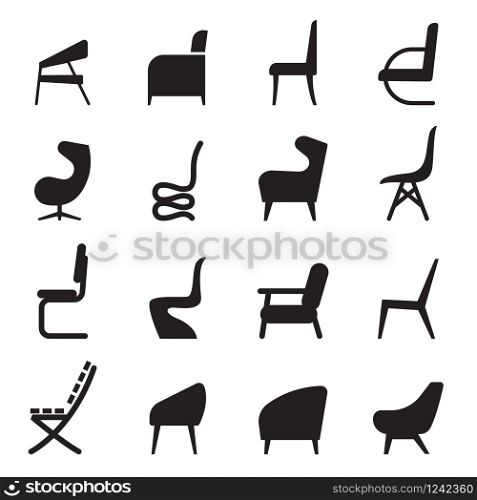 Chair icons set side view