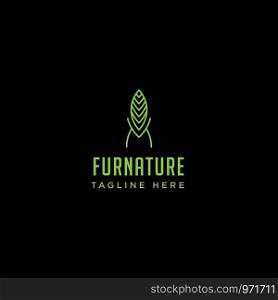chair nature logo design with green color vector icon element isolated. chair nature logo design with green color vector icon isolated