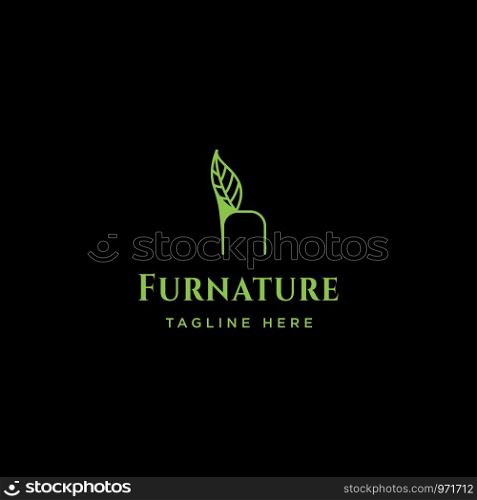 chair nature logo design with green color vector icon element isolated. chair nature logo design with green color vector icon isolated