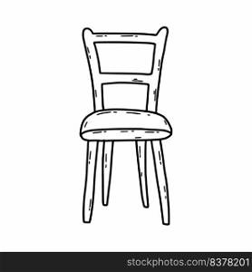 Chair on white background. Vector doodle illustration. Linear icon. Stool. Furniture for house.