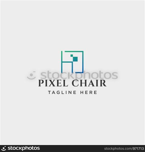 chair pixel logo design concept for technology company vector icon isolated. chair pixel logo design concept for technology company vector isolated