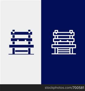 Chair, Room, Station, Waiting Line and Glyph Solid icon Blue banner Line and Glyph Solid icon Blue banner