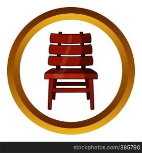 Chair vector icon in golden circle, cartoon style isolated on white background. Chair vector icon, cartoon style