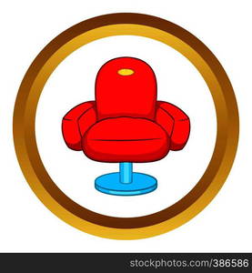 Chair vector icon in golden circle, cartoon style isolated on white background. Chair vector icon