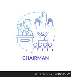 Chairman concept icon. Top management positions. Ensure that meetings run in best way. Organizations creation idea thin line illustration. Vector isolated outline RGB color drawing. Chairman concept icon