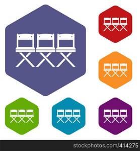 Chairs icons set rhombus in different colors isolated on white background. Chairs icons set