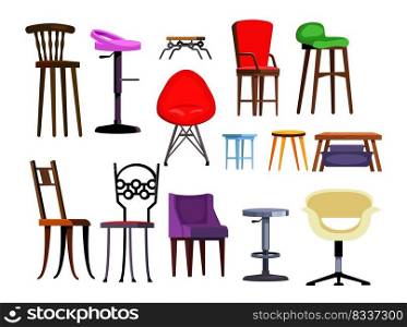 Chairs set illustration. Different chairs on white background. Can be used for topics like house interior, design, furniture. Chairs set illustration