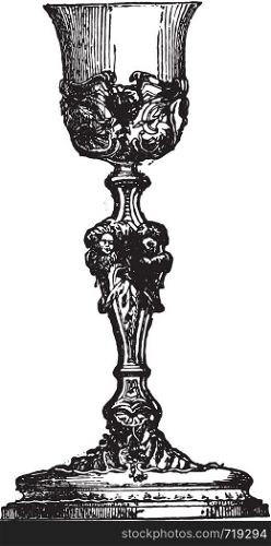 Chalice of after Pierre Germain, vintage engraved illustration. Industrial encyclopedia E.-O. Lami - 1875.