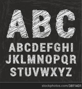 Chalk alphabet on black background. Vector ilustration