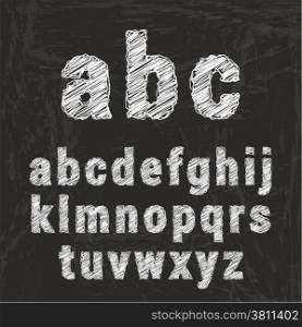 Chalk alphabet on black background. Vector ilustration