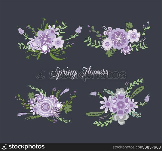 Chalkboard Spring purple Flowers