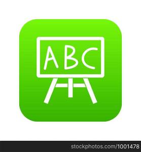 Chalkboard with the leters ABC icon digital green for any design isolated on white vector illustration. Chalkboard with the leters ABC icon digital green