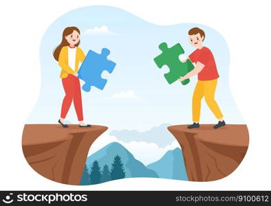 Challenge Illustration with Businessman Running to the Top and Overcoming Obstacle for Landing Page in Flat Cartoon Hand Drawn Templates