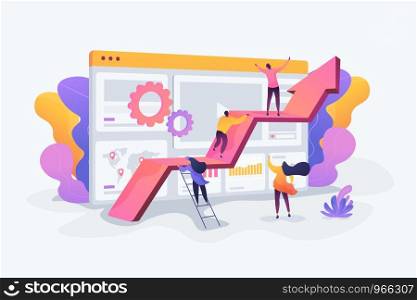 Challenge move for success, confidence winning competition, motivation goals achievement concept. Vector isolated concept illustration with tiny people and floral elements. Hero image for website.. Motivation concept vector illustration.