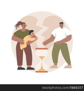Challenges for divorced dads abstract concept vector illustration. Non-custodial father, court decision, challenging custody, depressed child, bad relations, family fight abstract metaphor.. Challenges for divorced dads abstract concept vector illustration.