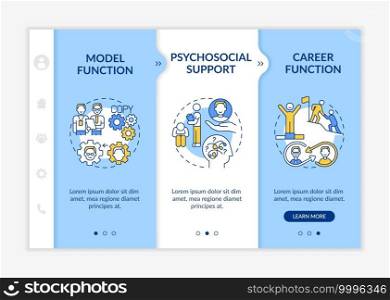 Challenging and learning tasks onboarding vector template. Responsive mobile website with icons. Career guidance and job position. Webpage walkthrough step screens. RGB color concept. Challenging and learning tasks onboarding vector template