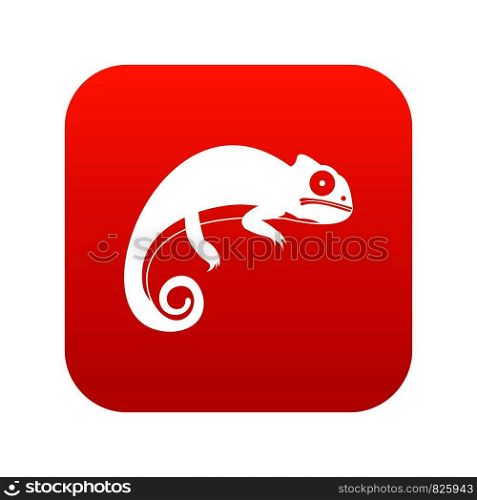 Chameleon icon digital red for any design isolated on white vector illustration. Chameleon icon digital red