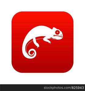 Chameleon icon digital red for any design isolated on white vector illustration. Chameleon icon digital red