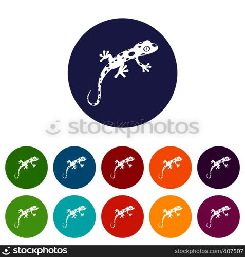 Chameleon set icons in different colors isolated on white background. Chameleon set icons