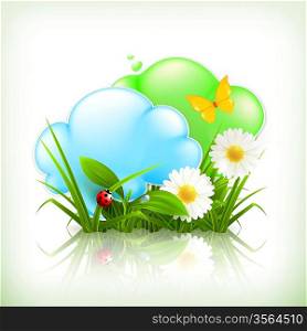 Chamomile and clouds, vector