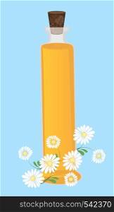 Chamomile essential oil vector illustration. Aromatherapy