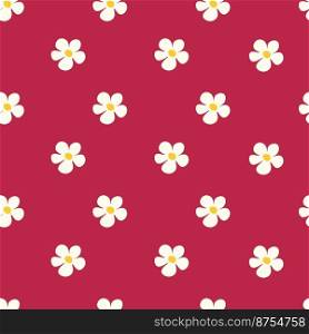 Chamomile floral seamless pattern on viva magenta background. Small summer flowers in simple cartoon doodle style perfect for textile, wallpaper, fabric.Vector illustration