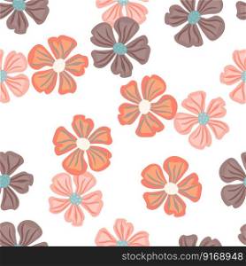 Chamomile flower endless background. Abstract floral seamless pattern in simple style. Design for fabric, textile print, wrapping, cover. Vector illustration. Chamomile flower endless background. Abstract floral seamless pattern in simple style.