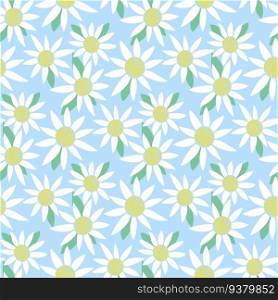 Chamomile flower seamless pattern. Daisies gentle spring background. Floral summer print for textile, digital paper, packaging and product design, vector illustration. Chamomile flower seamless pattern