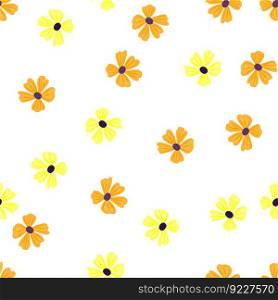 Chamomile flower seamless pattern in simple style. Abstract floral endless background. Design for fabric, textile print, wrapping, cover. Vector illustration. Chamomile flower seamless pattern in simple style. Abstract floral endless background.