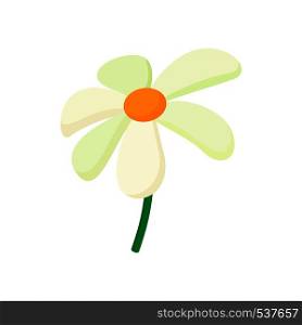 Chamomile icon in cartoon style on a white background. Chamomile icon, cartoon style