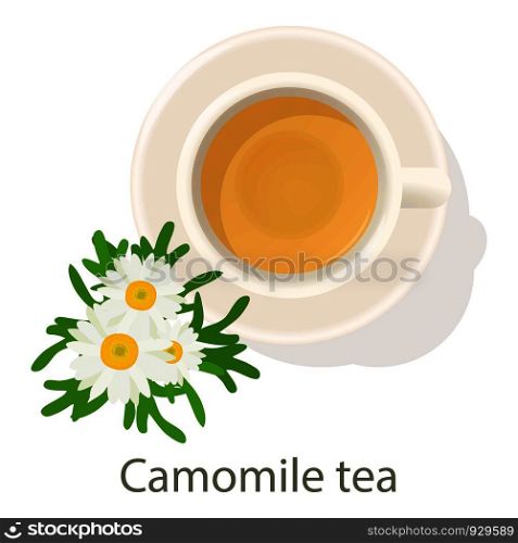 Chamomile tea icon. Cartoon illustration of chamomile tea vector icon for web. Chamomile tea icon, cartoon style