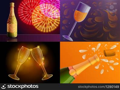 Champagne banner set. Cartoon illustration of champagne vector banner set for web design. Champagne banner set, cartoon style