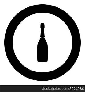 Champagne black icon in circle vector illustration isolated