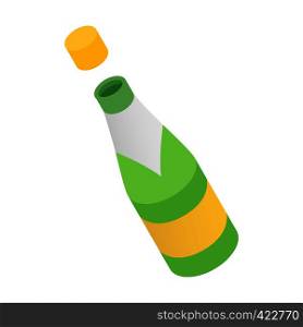 Champagne bottle being opened. Isometric 3d icon on a white background. Champagne bottle isometric 3d icon