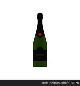 Champagne bottle green festive beverage decoration symbol vector icon. Liquid anniversary greeting glass drink