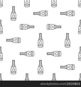 Champagne Bottle Icon Seamless Pattern, Alcohol Beverage Bottle Vector Art Illustration