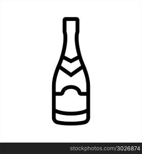 Champagne Bottle Icon Vector Art Illustration. Champagne Bottle Icon