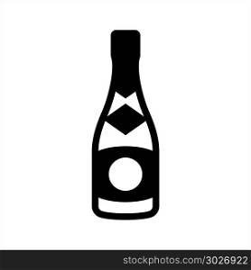 Champagne Bottle Icon Vector Art Illustration. Champagne Bottle Icon